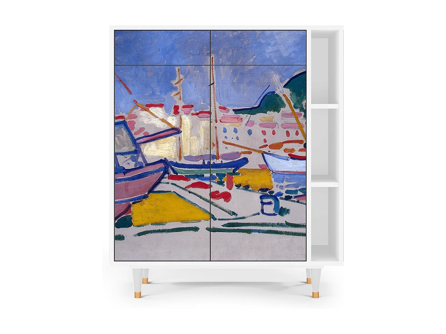 Kredens - 96х110х41 cm - BS6 - The Port of Collioure , Biały