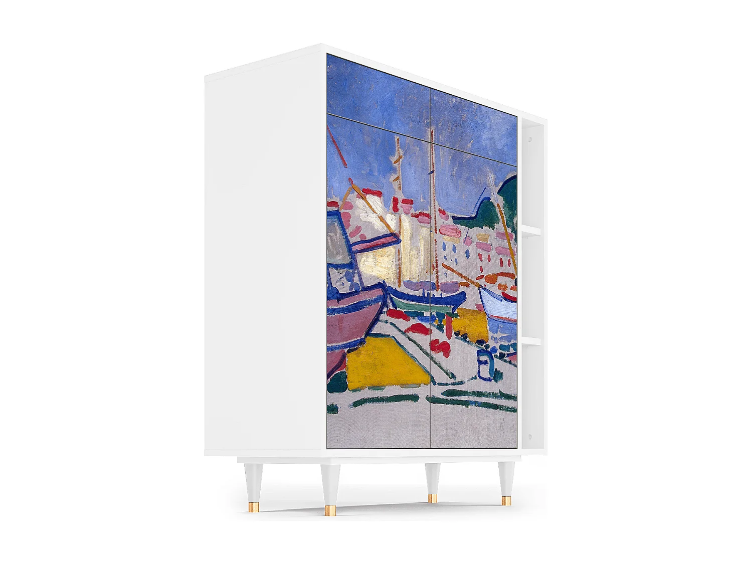 Kredens - 96х110х41 cm - BS6 - The Port of Collioure , Biały