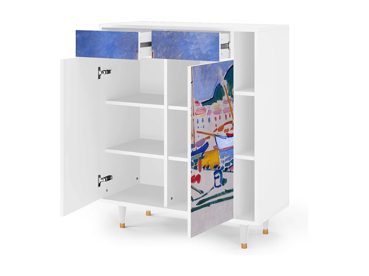 Kredens - 96х110х41 cm - BS6 - The Port of Collioure , Biały