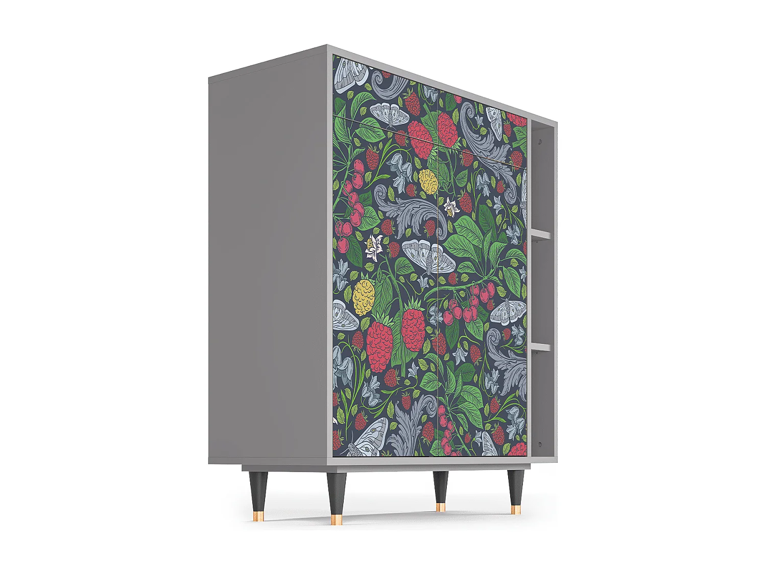 Kredens - 96х110х41 cm - BS6 - Summer Berries, Szary