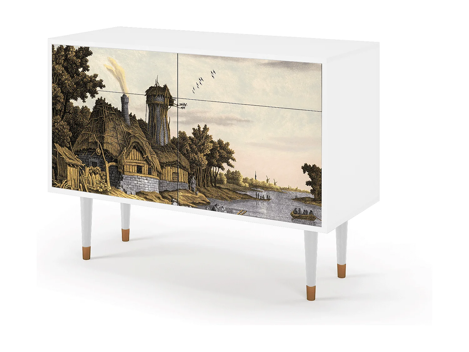 Credenza - 115x85x48 cm - BS4 - Mill along a River, Bianco