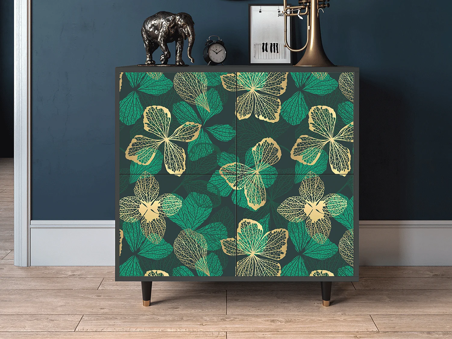 Dressoir - 94x96x48 cm - BS3 - Green Flower, Antraciet