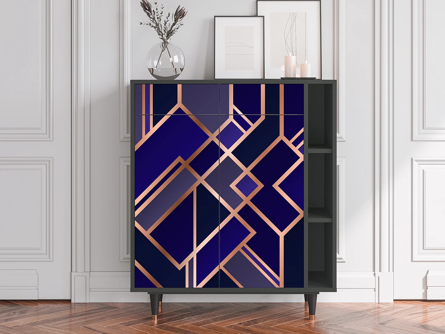 Credenza - 96х110х41 cm - BS6 - Aquamarine Getsby, Antracite