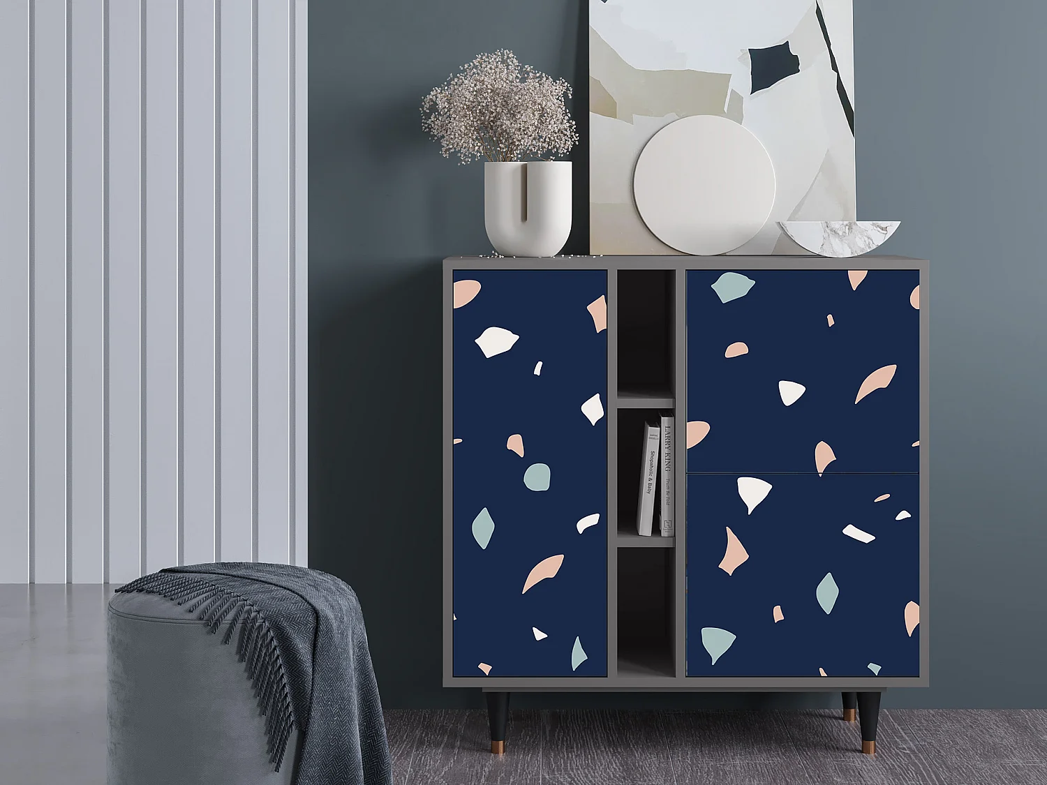 Kredens - 94х96х41 cm - BS5 - Space Satellites, Szary