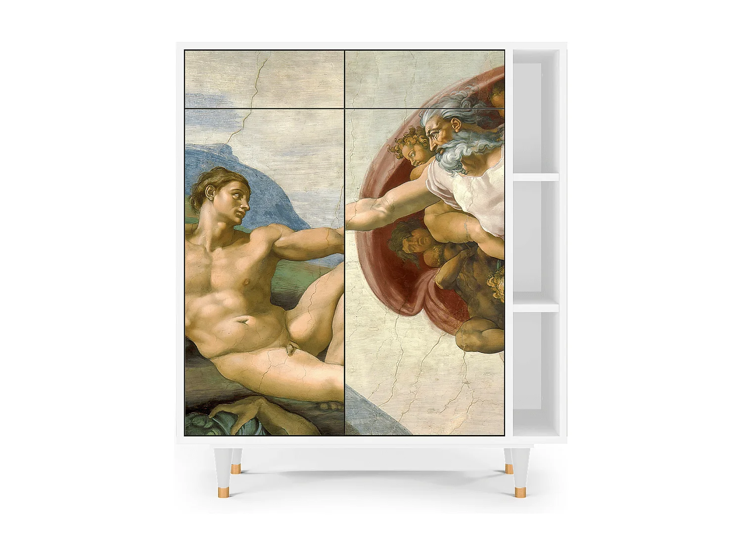 Kredens - 96х110х41 cm - BS6 - The Creation of Adam, Biały