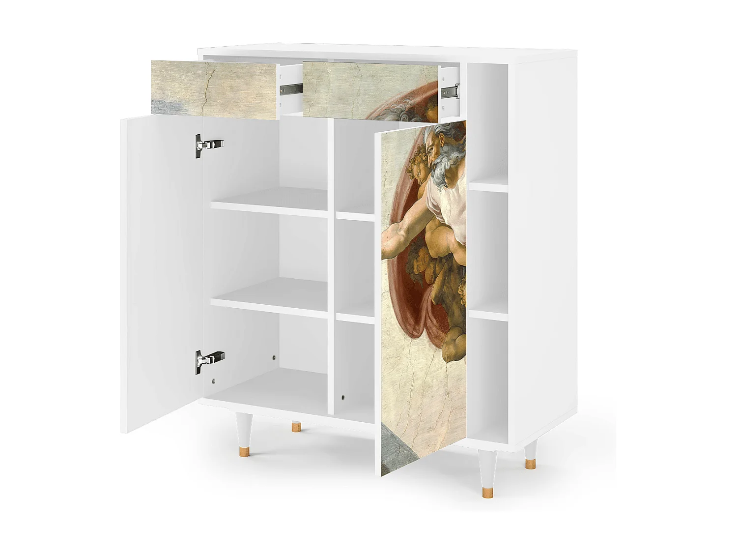 Kredens - 96х110х41 cm - BS6 - The Creation of Adam, Biały