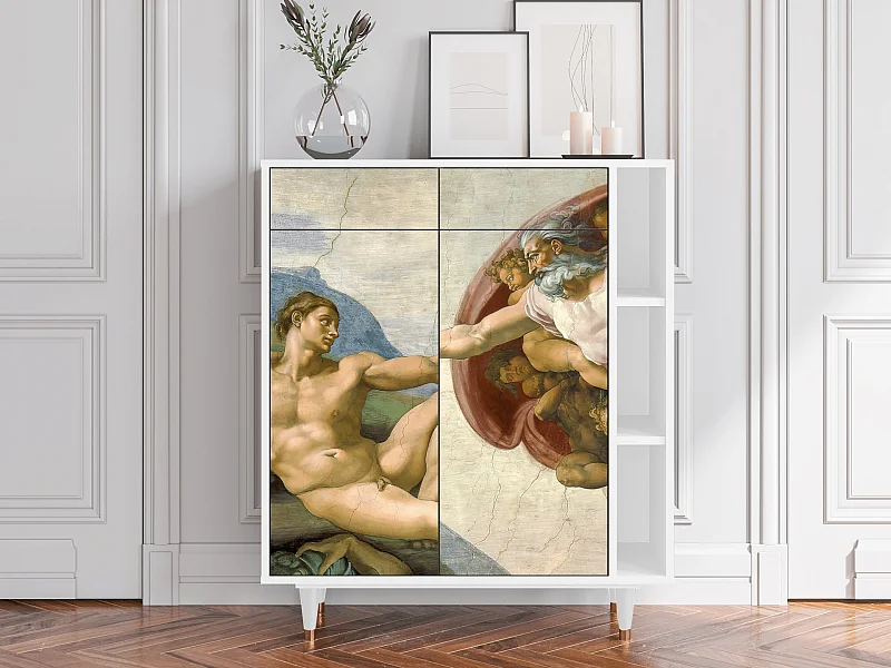 Aparador - 96х110х41 cm - BS6 - The Creation of Adam, Branco