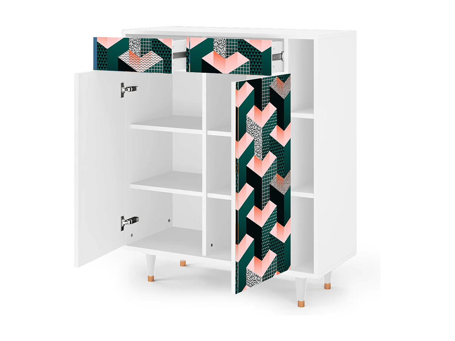 Sideboard - 96х110х41 cm - BS6 - Geometric Madness, Weiß