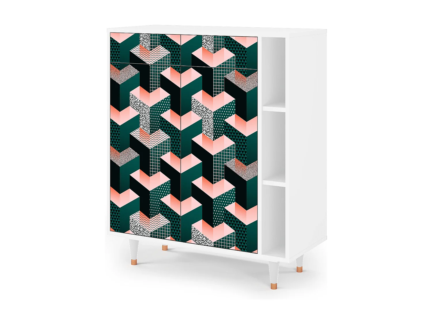 Kredens - 96х110х41 cm - BS6 - Geometric Madness, Biały