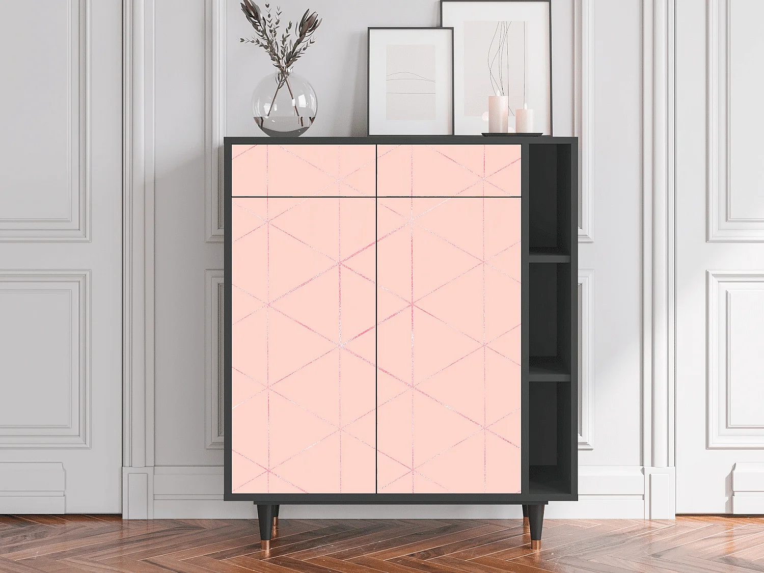 Sideboard - 96х110х41 cm - BS6 - Rose Quartz, Anthrazit