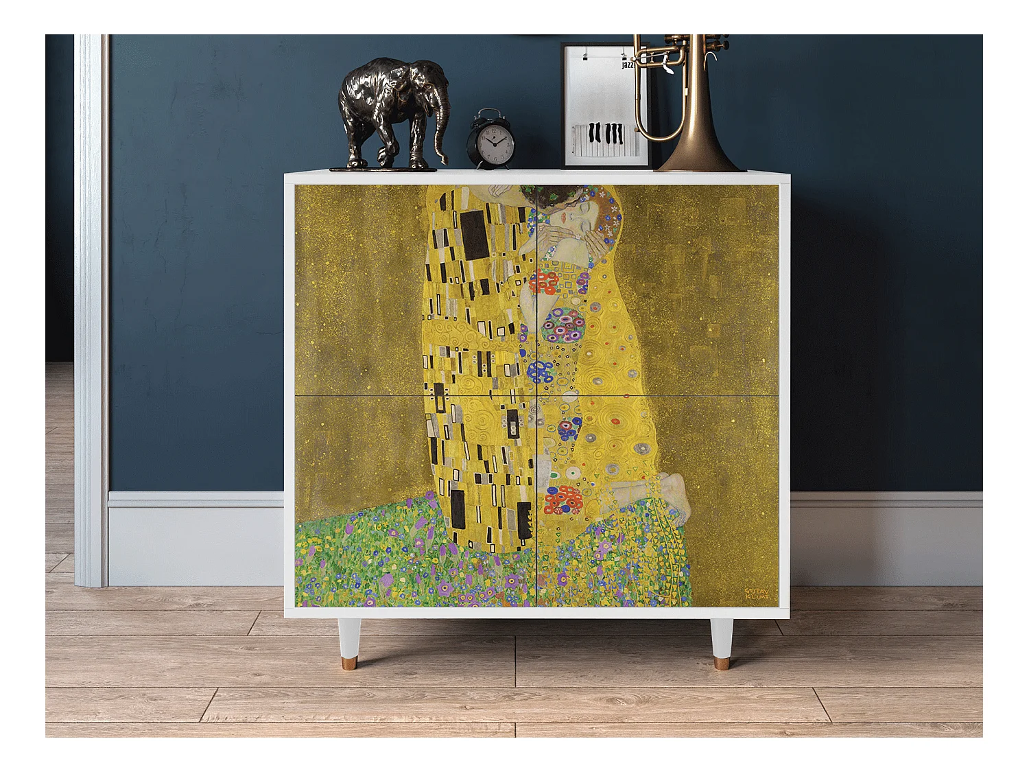 Buffet - 94x96x48 cm - BS3 - The Kiss by Klimt , Blanc