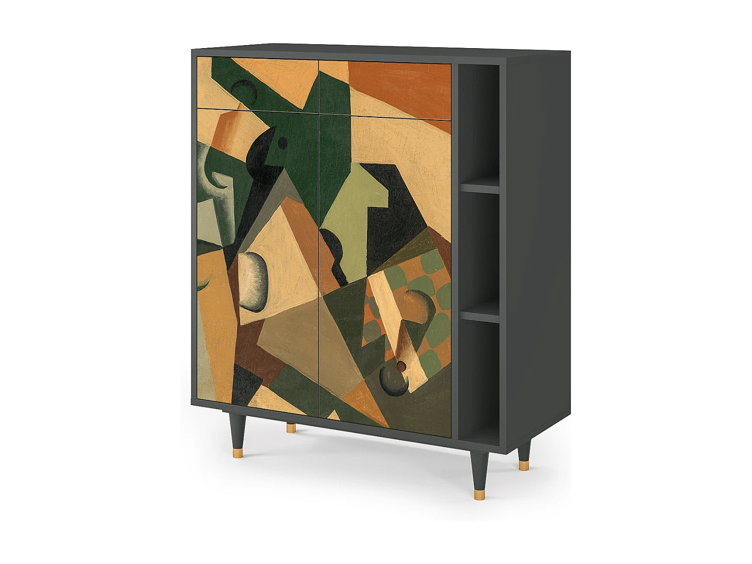 Dressoir - 96х110х41 cm - BS6 - Glass and Checkerboard, Antraciet