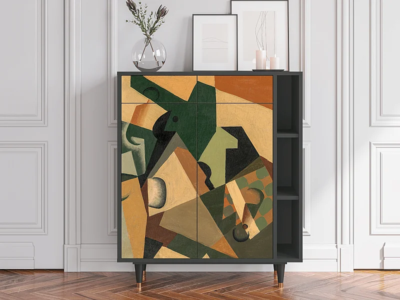 Dressoir - 96х110х41 cm - BS6 - Glass and Checkerboard, Antraciet