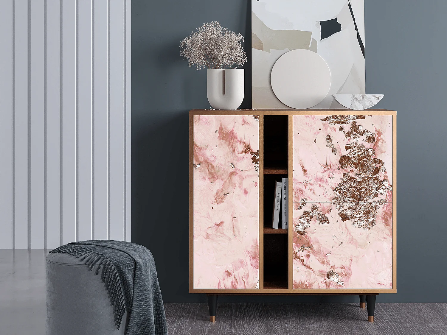 Buffet - 94х96х41 cm - BS5 - Cotton Candy, Noyer