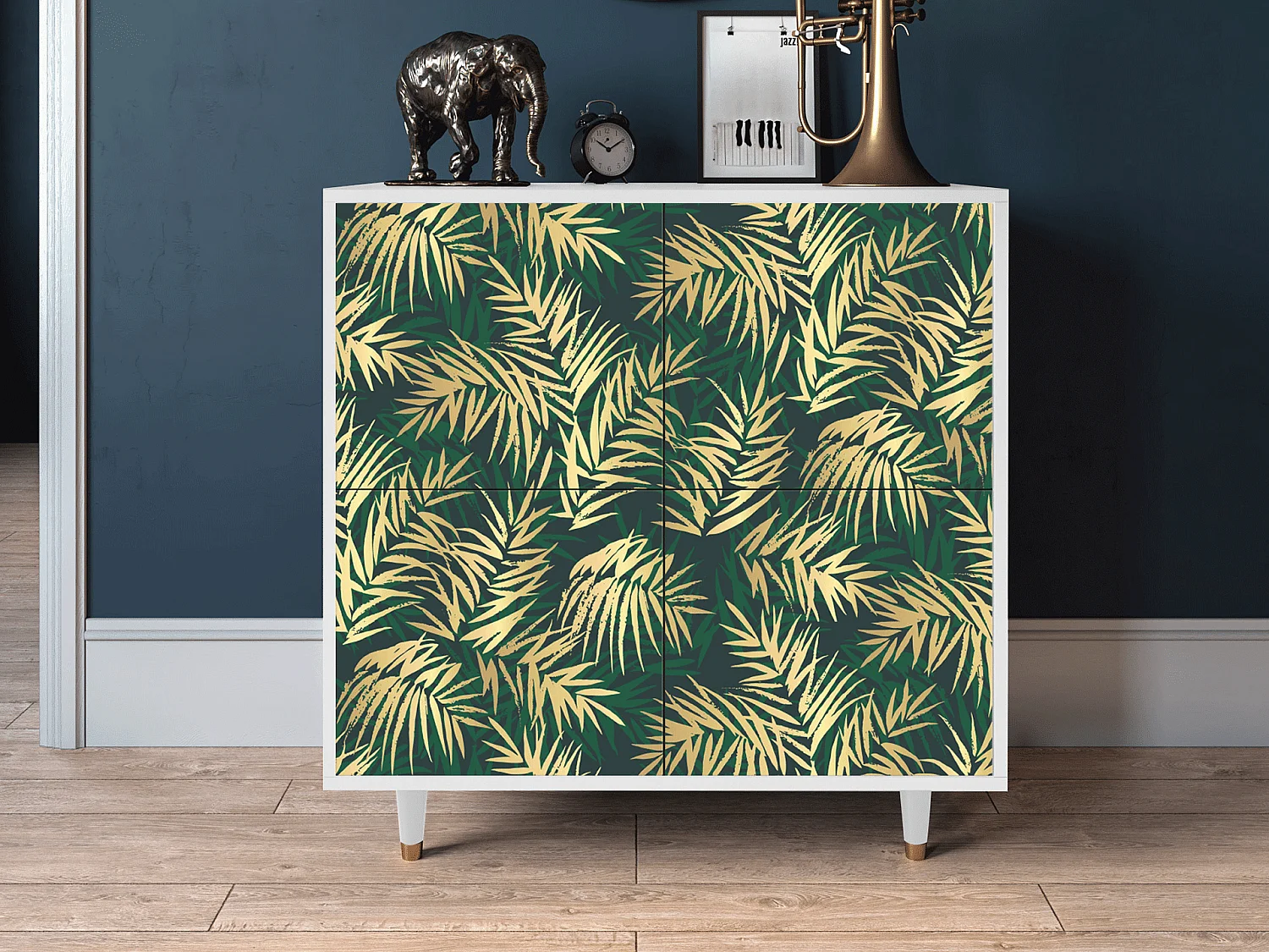 Kredens - 94x96x48 cm - BS3 - Sunny Palm Tree, Biały