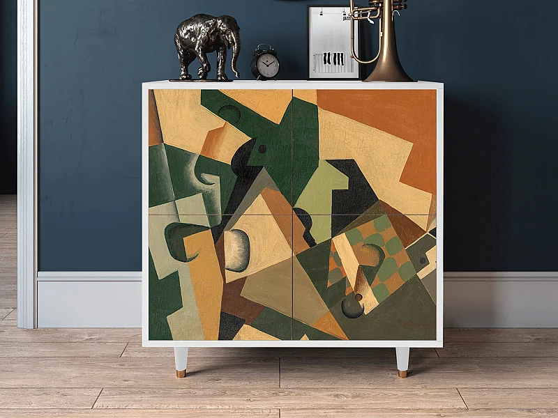 Aparador - 94x96x48 cm - BS3 - Glass and Checkerboard, Branco