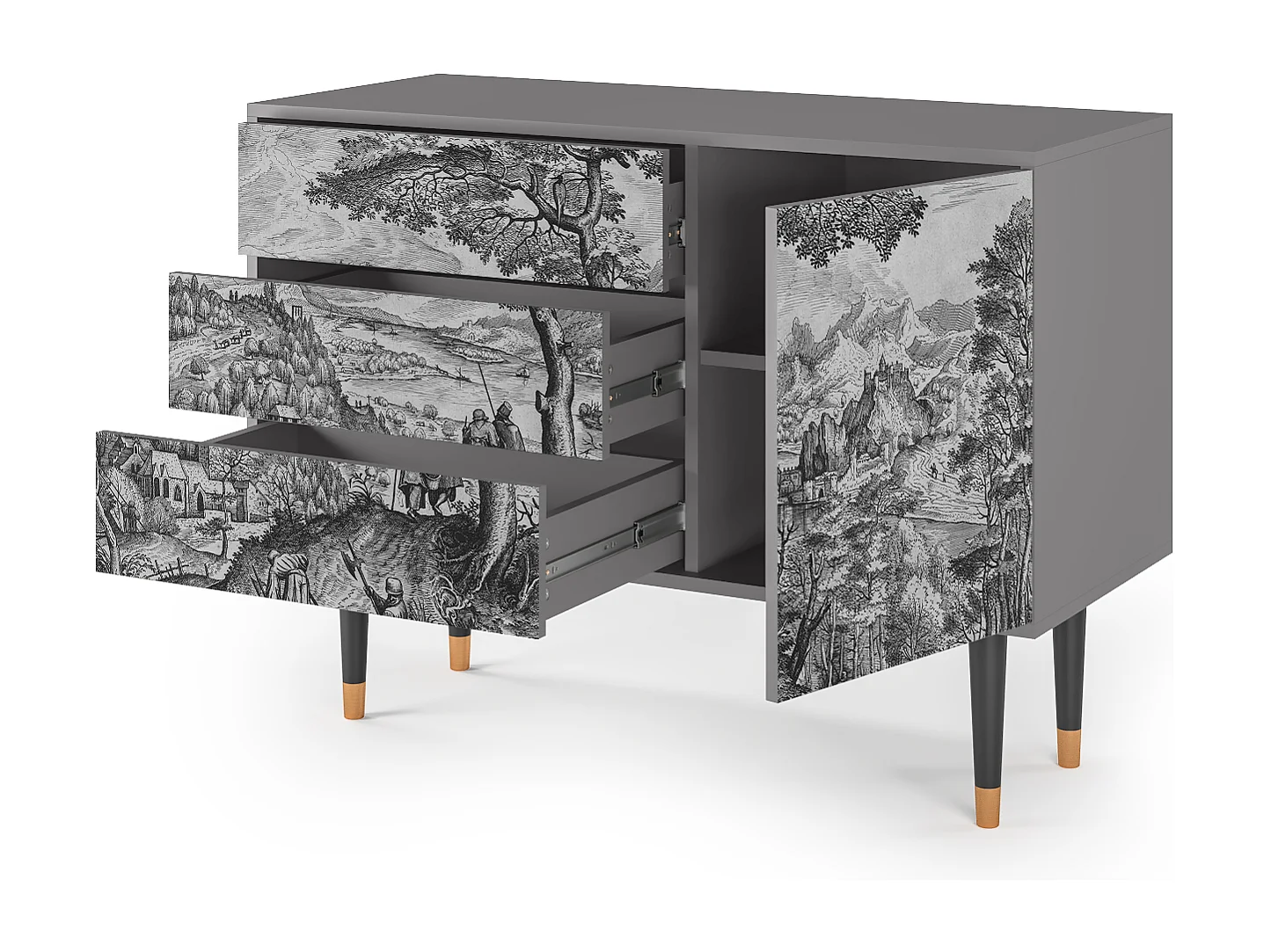 Aparador - 115х84х41 cm - S3 - Milites Requiescentes, Cinza