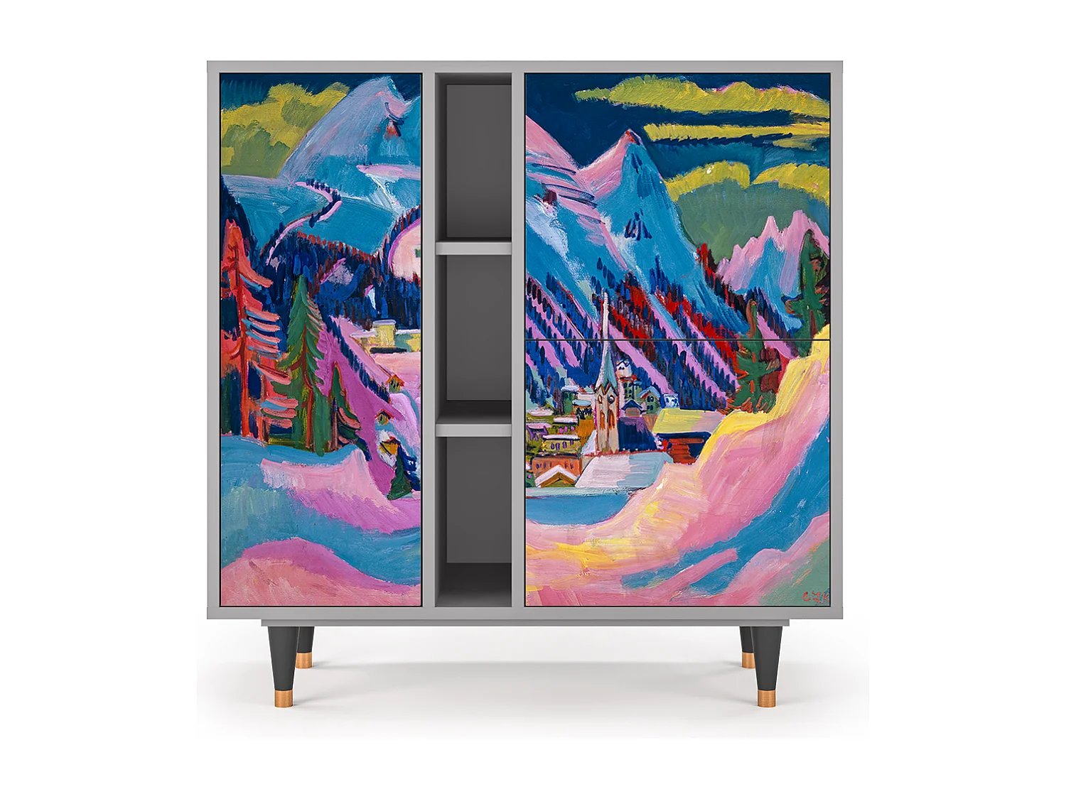 Kredens - 94х96х41 cm - BS5 - Davos Winter, Szary