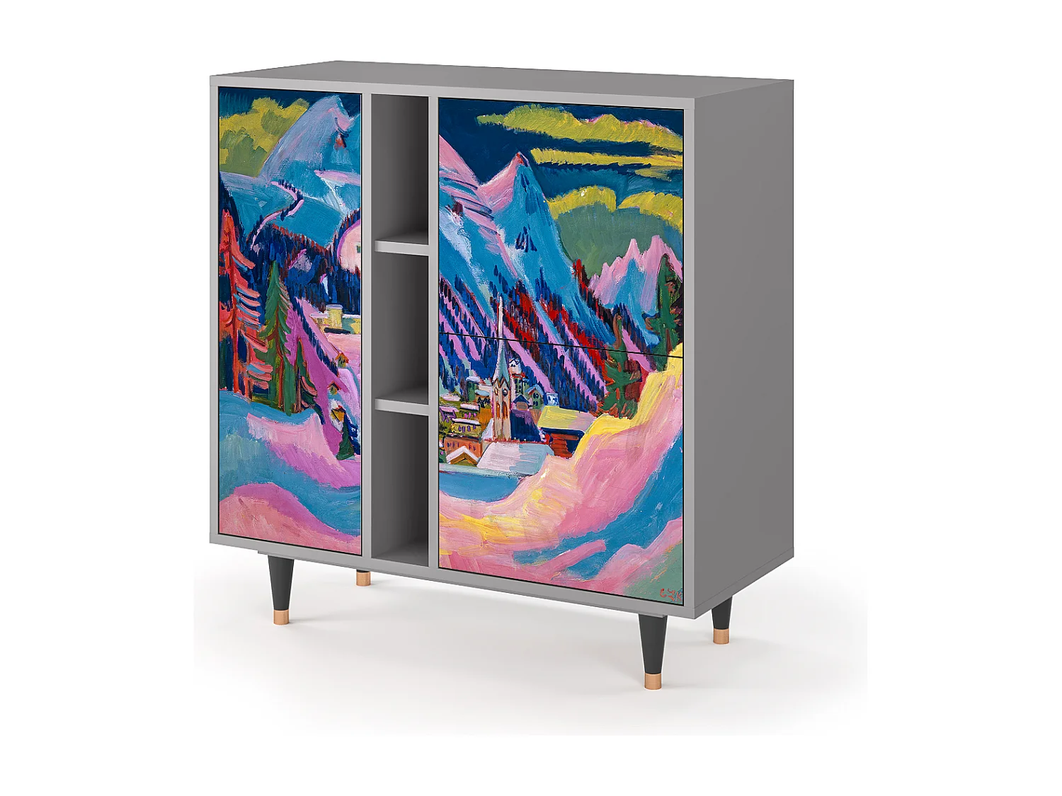 Kredens - 94х96х41 cm - BS5 - Davos Winter, Szary