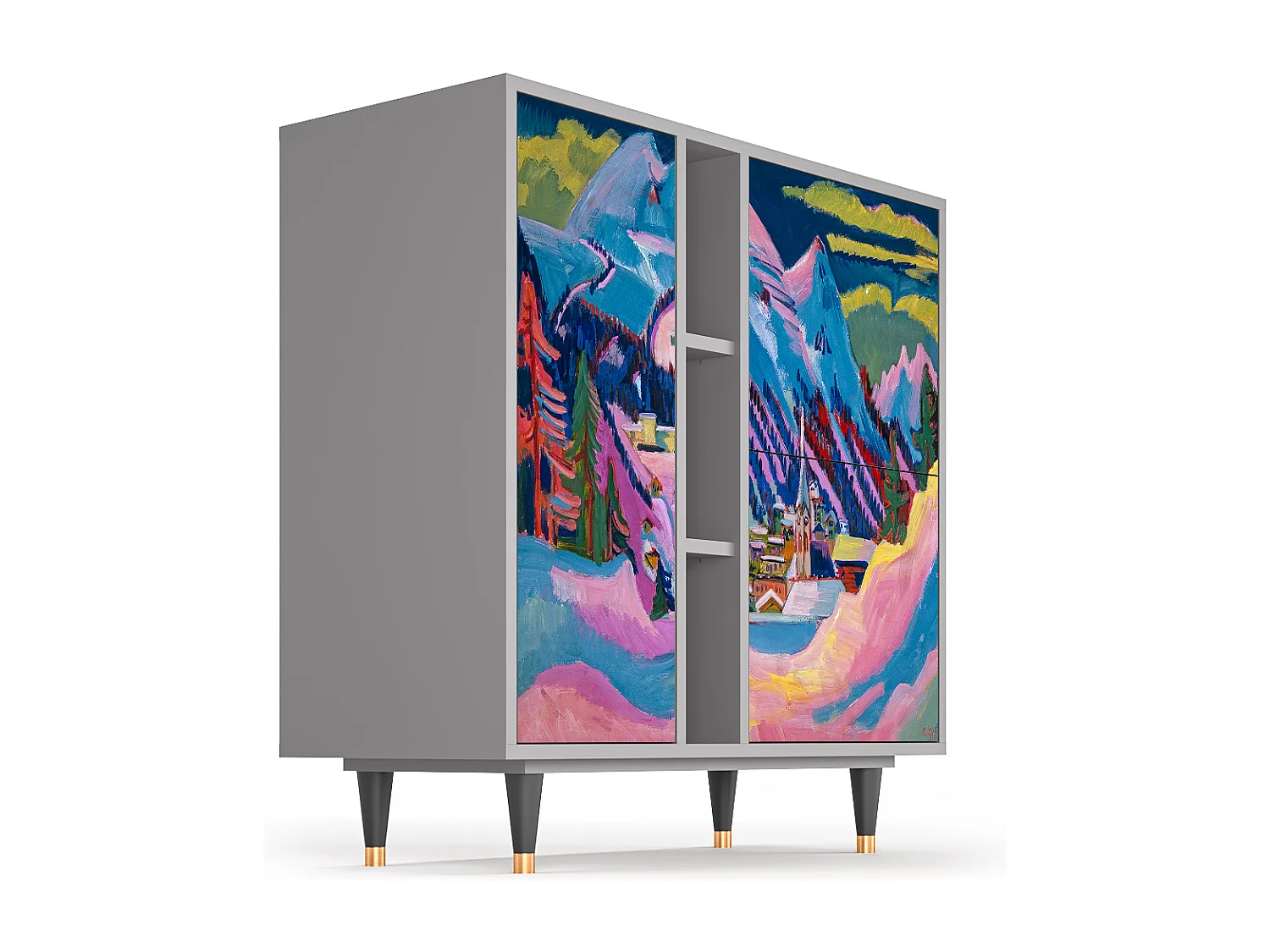 Kredens - 94х96х41 cm - BS5 - Davos Winter, Szary