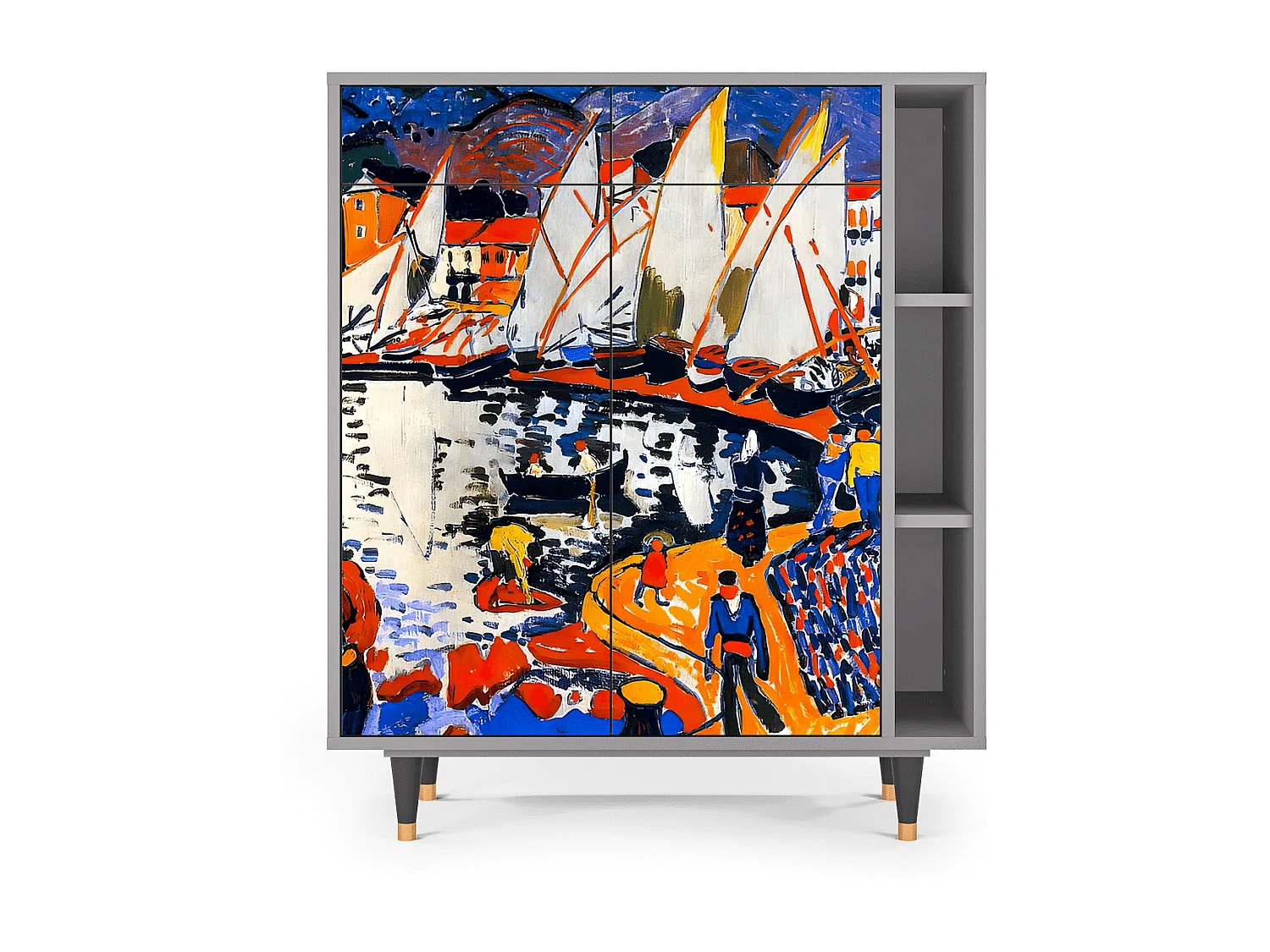 Kredens - 96х110х41 cm - BS6 - Le Séchage des voiles , Szary