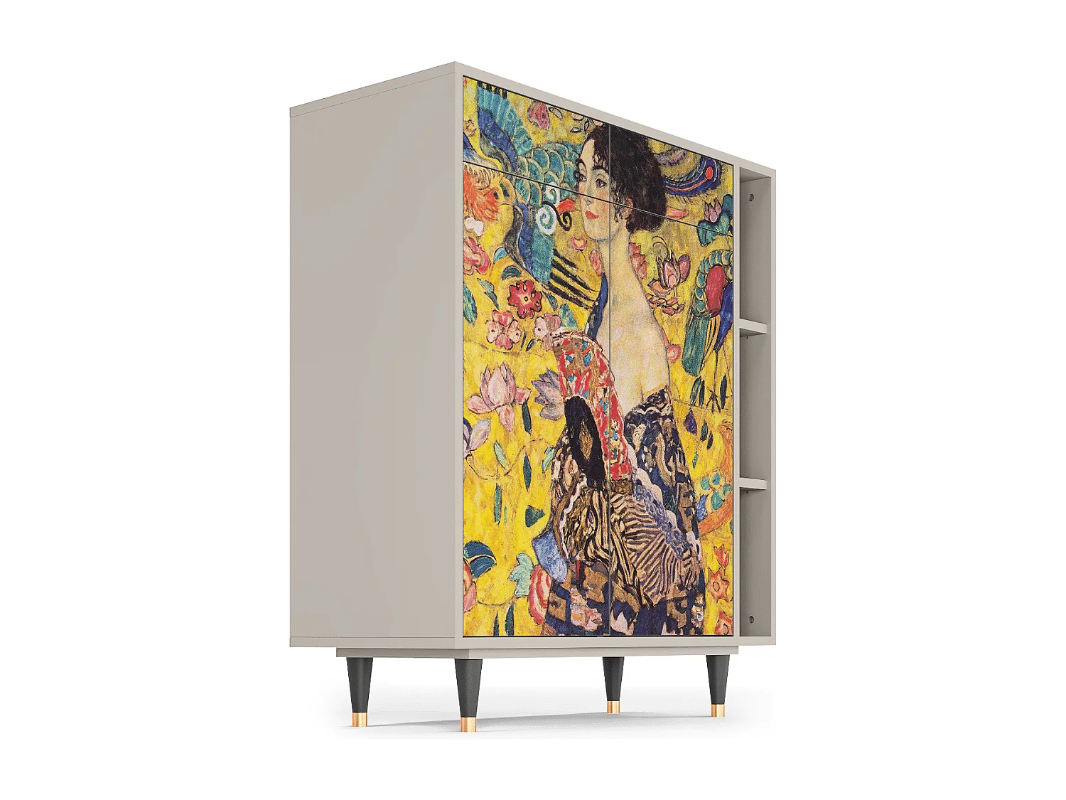 Kredens - 96х110х41 cm - BS6 - Lady with Fan by Klimt, Piaskowy