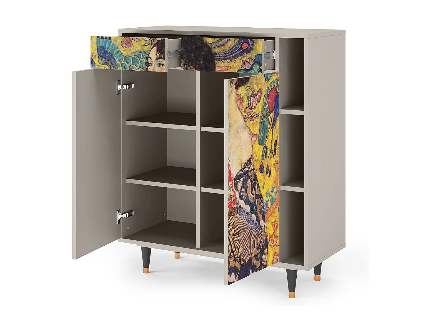 Kredens - 96х110х41 cm - BS6 - Lady with Fan by Klimt, Piaskowy