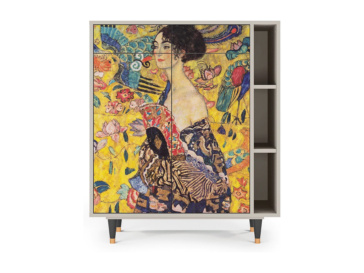 Kredens - 96х110х41 cm - BS6 - Lady with Fan by Klimt, Piaskowy