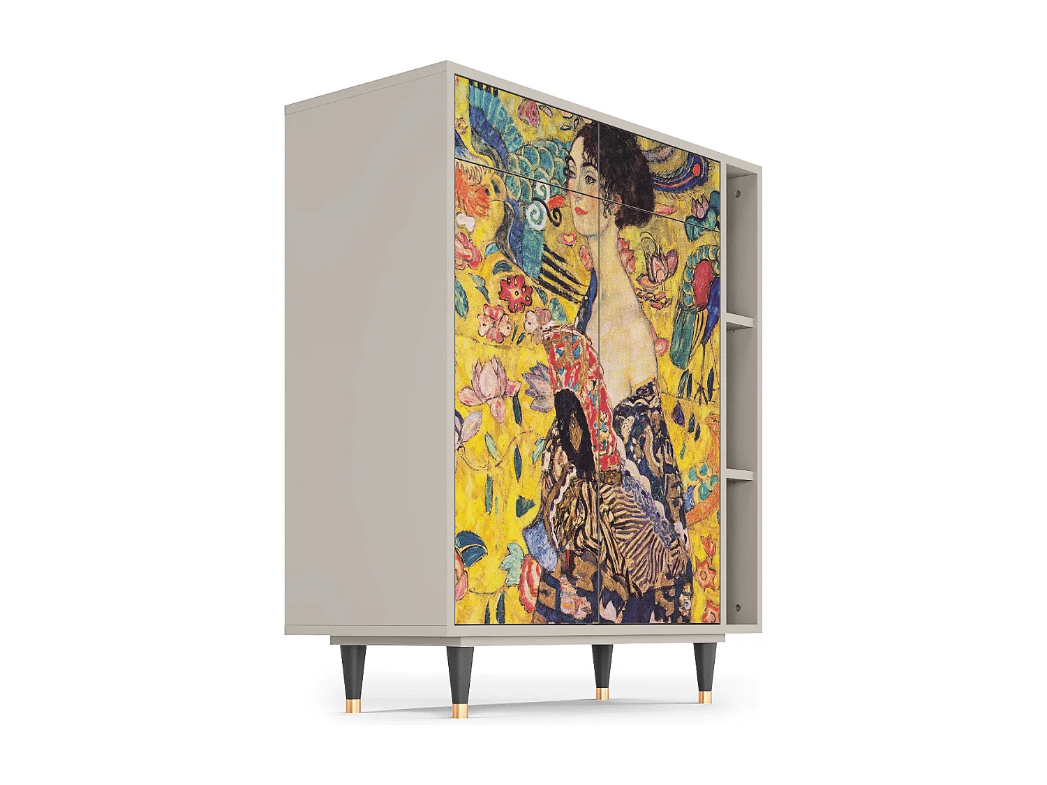 Kredens - 96х110х41 cm - BS6 - Lady with Fan by Klimt, Piaskowy