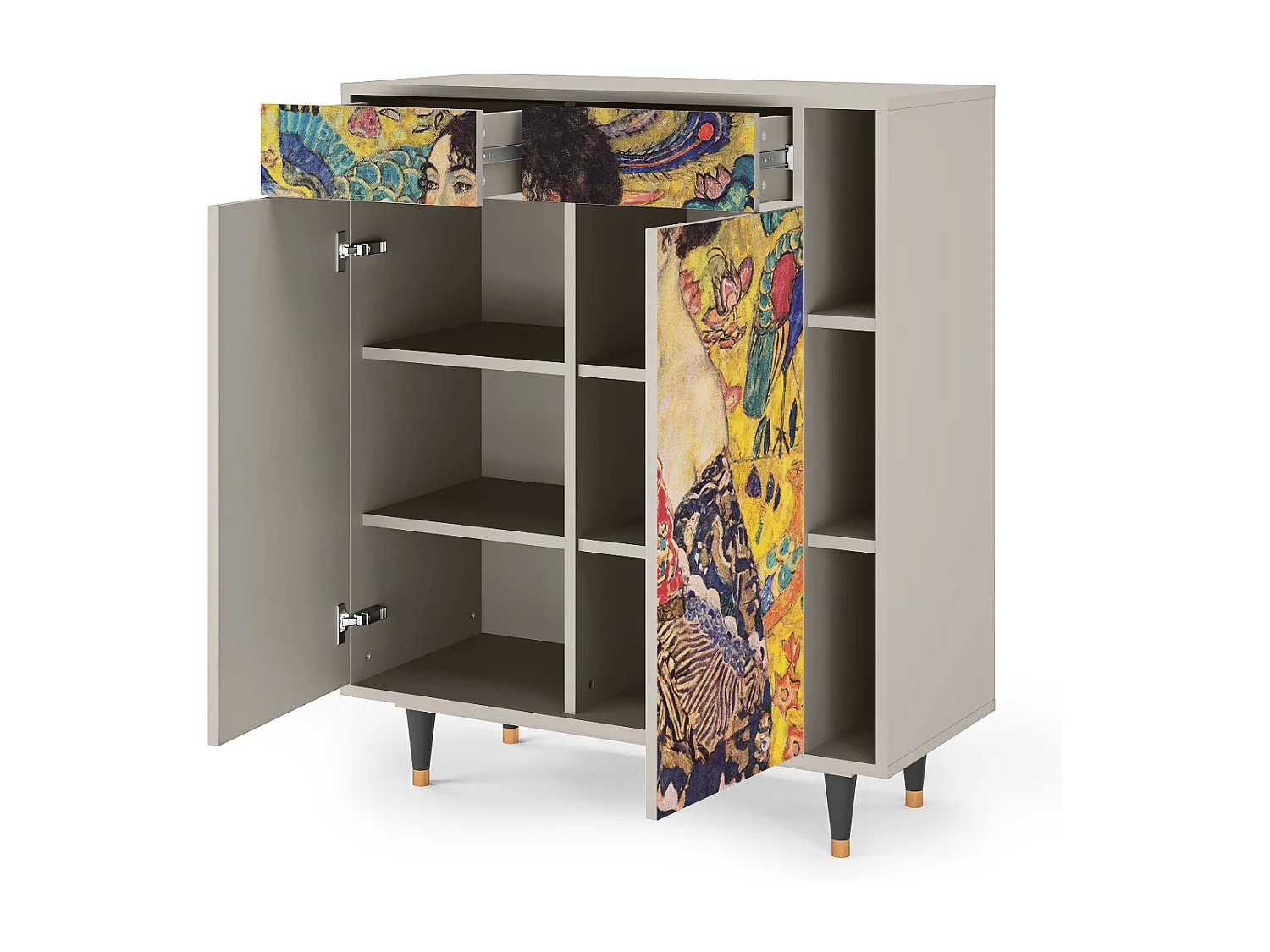 Kredens - 96х110х41 cm - BS6 - Lady with Fan by Klimt, Piaskowy