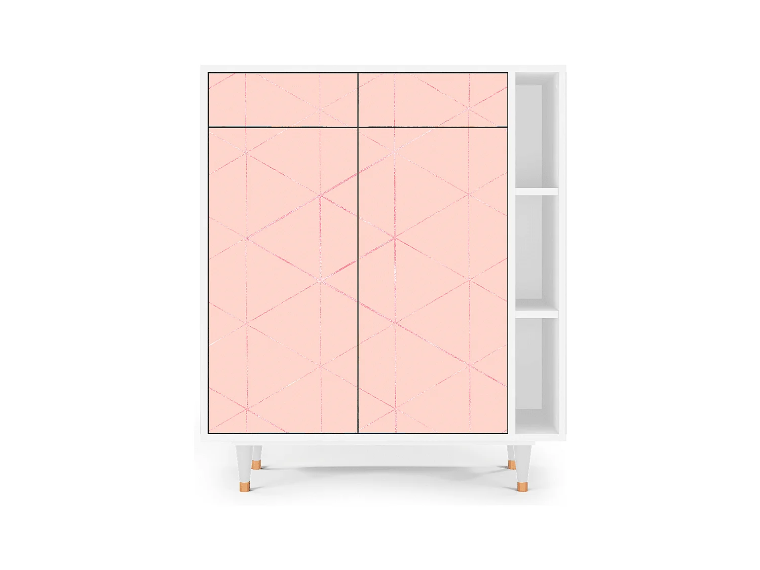 Kredens - 96х110х41 cm - BS6 - Rose Quartz, Biały