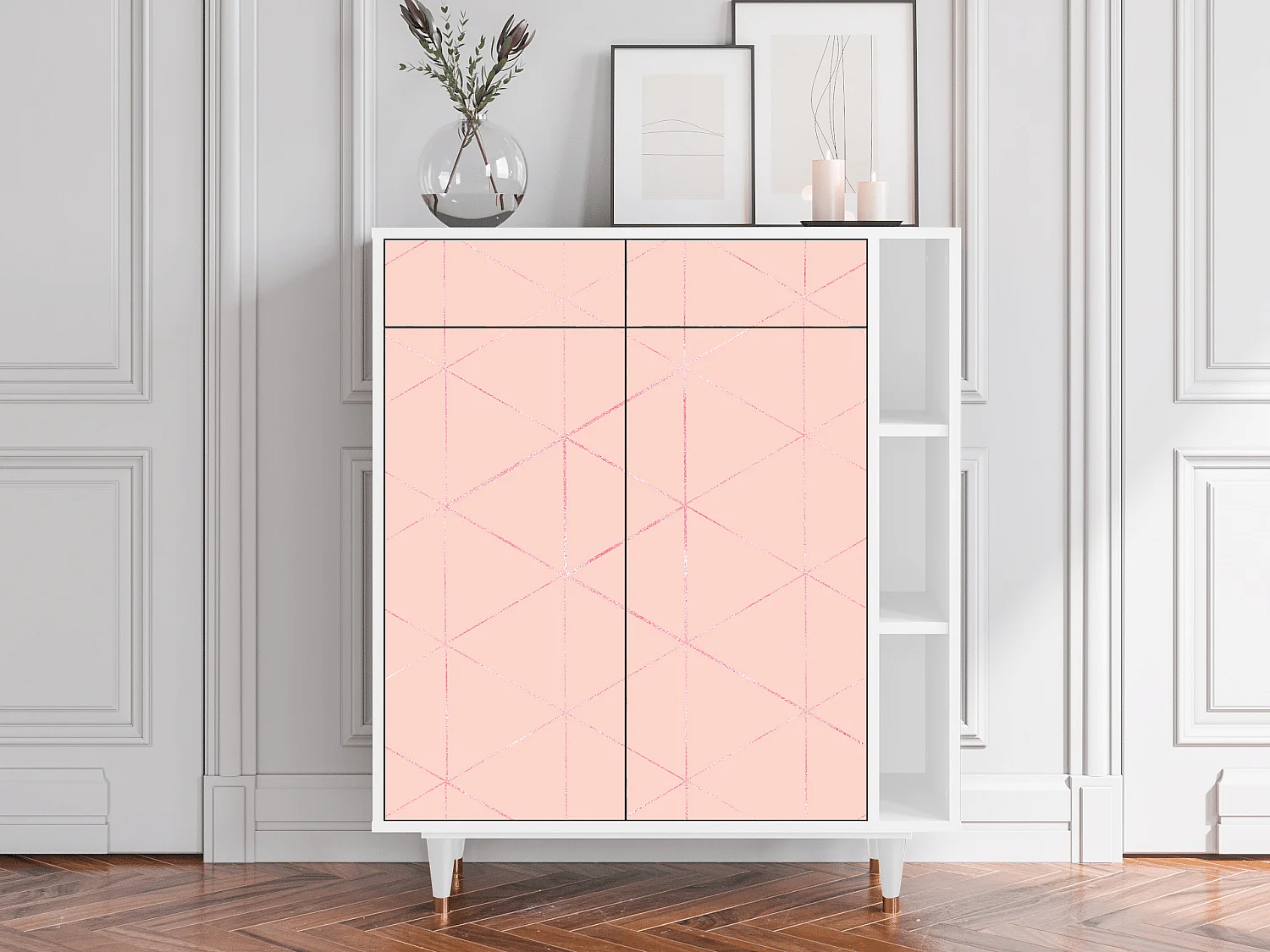 Credenza - 96х110х41 cm - BS6 - Rose Quartz, Bianco