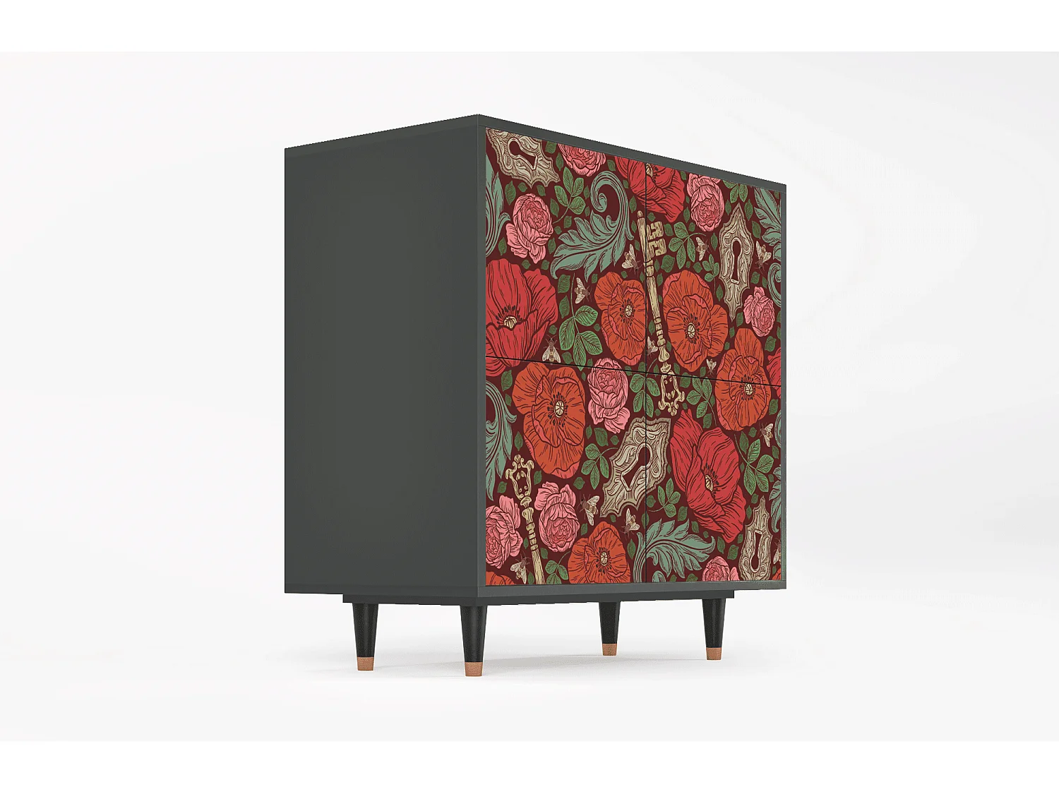 Dressoir - 94x96x48 cm - BS3 - Poppy Garden, Antraciet