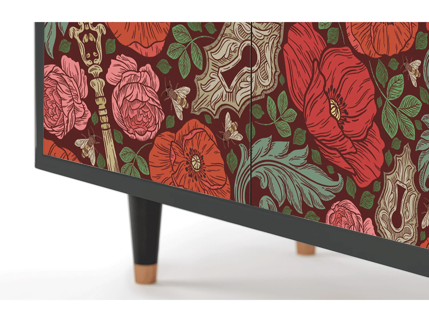 Dressoir - 94x96x48 cm - BS3 - Poppy Garden, Antraciet