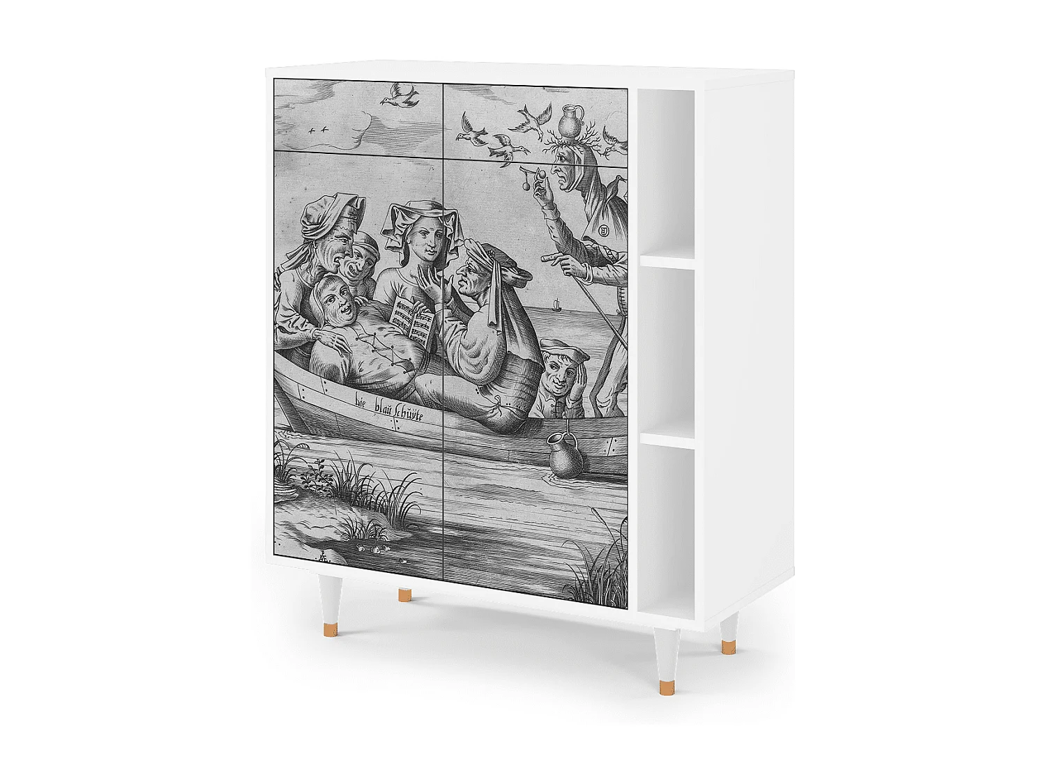 Kredens - 96х110х41 cm - BS6 - Blau Schuyte, Biały