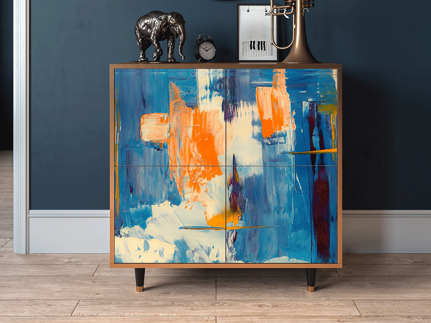 Kredens - 94x96x48 cm - BS3 - Abstract Expressionism, Orzech