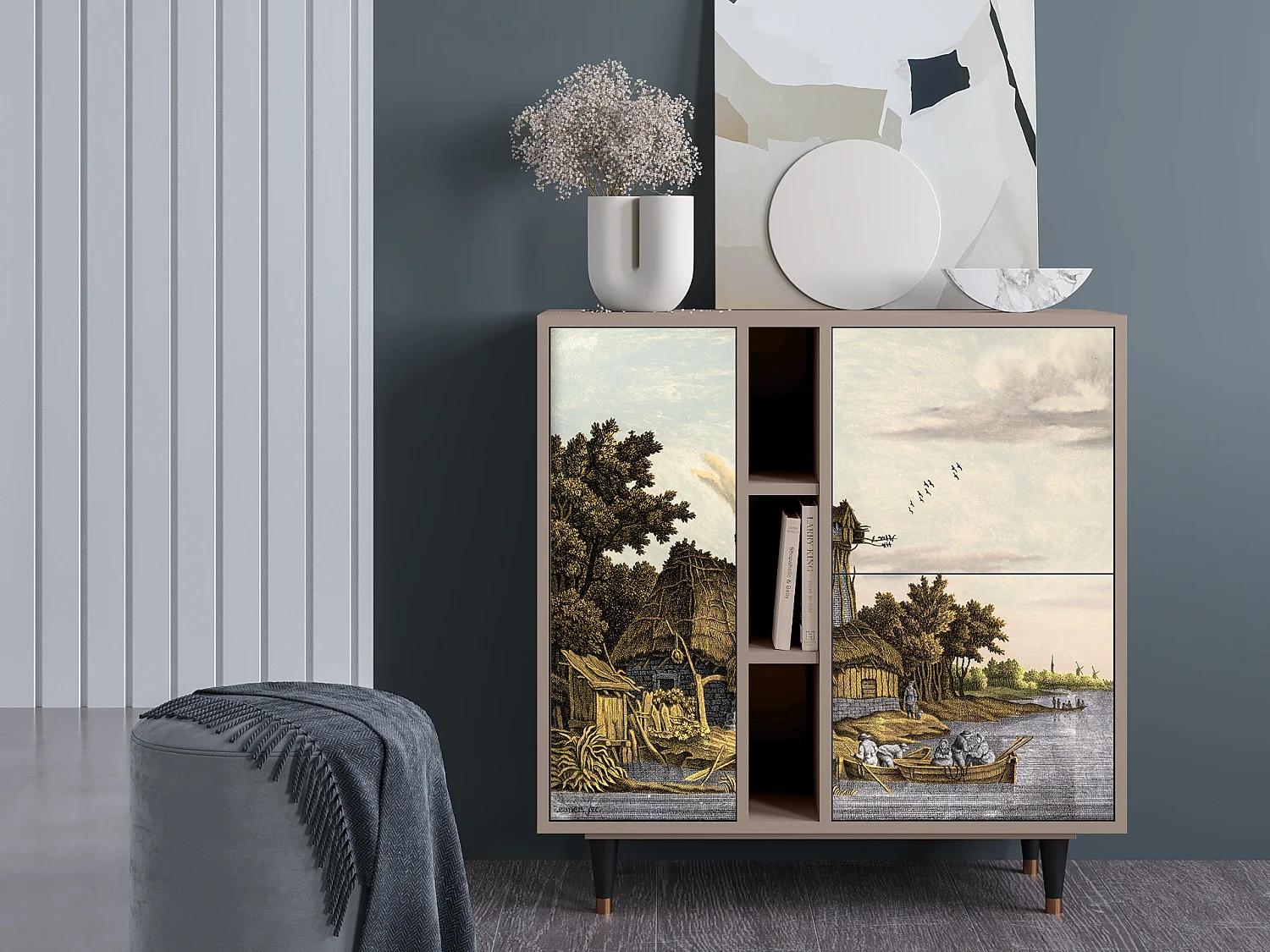 Kredens - 94х96х41 cm - BS5 - Mill along a River, Latte