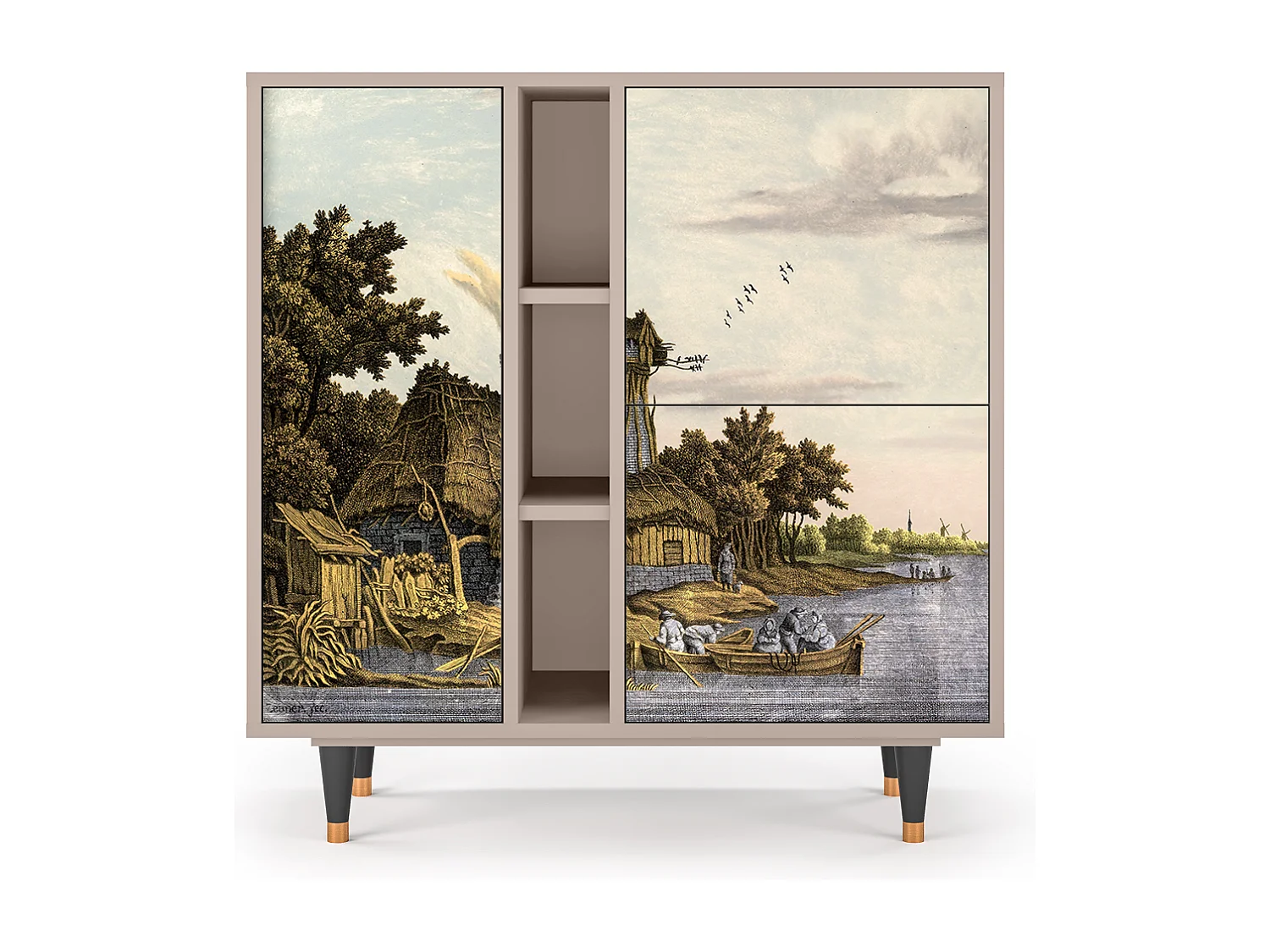 Kredens - 94х96х41 cm - BS5 - Mill along a River, Latte