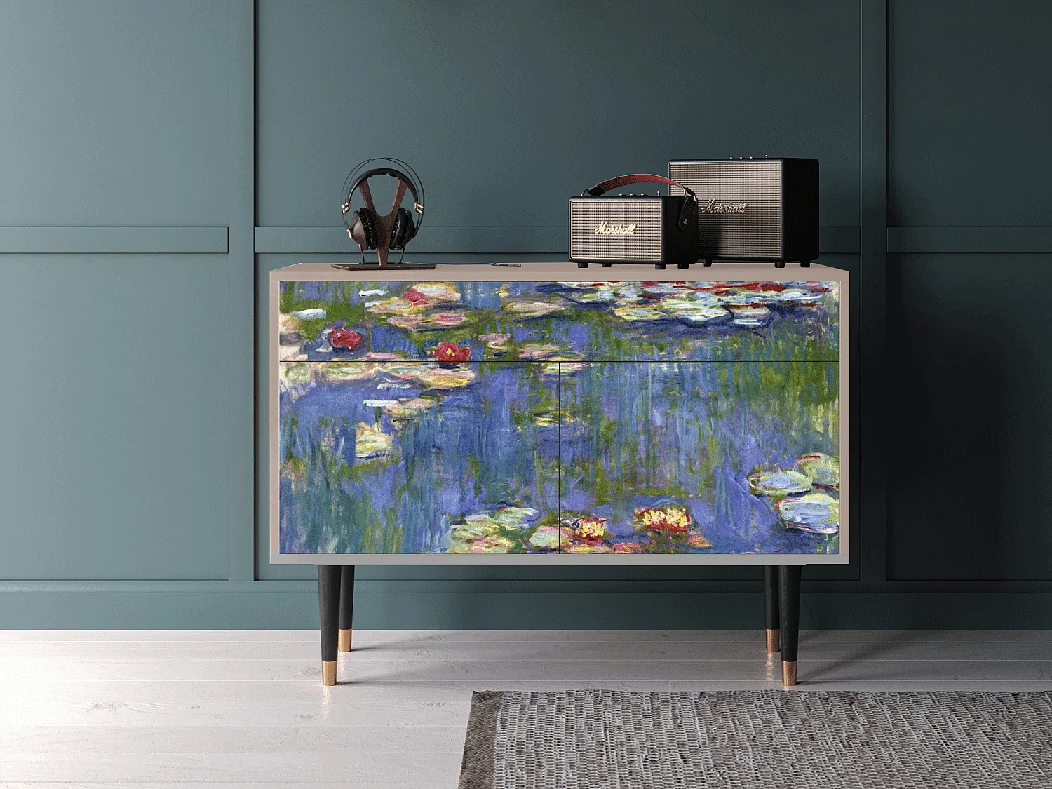 Credenza - 115x85x48 cm - BS4 - The water lily pond  , Latte