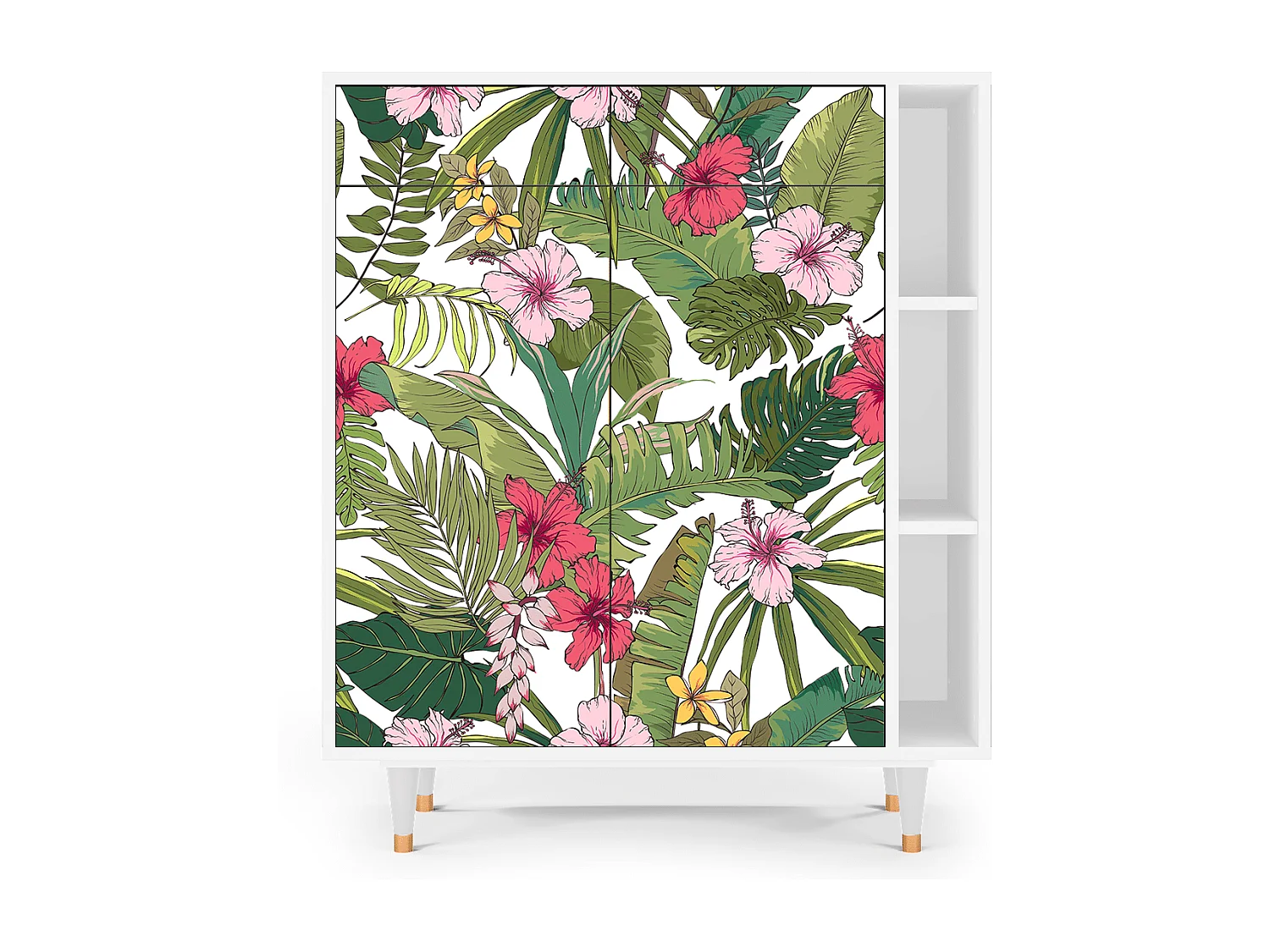 Kredens - 96х110х41 cm - BS6 - Verdant Tropics, Biały