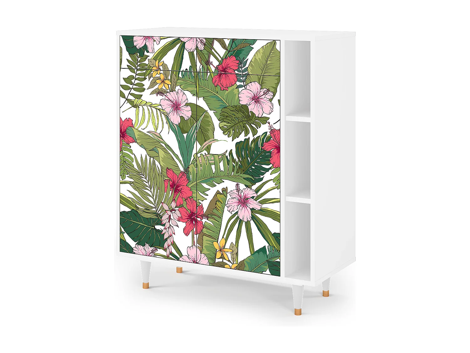 Kredens - 96х110х41 cm - BS6 - Verdant Tropics, Biały