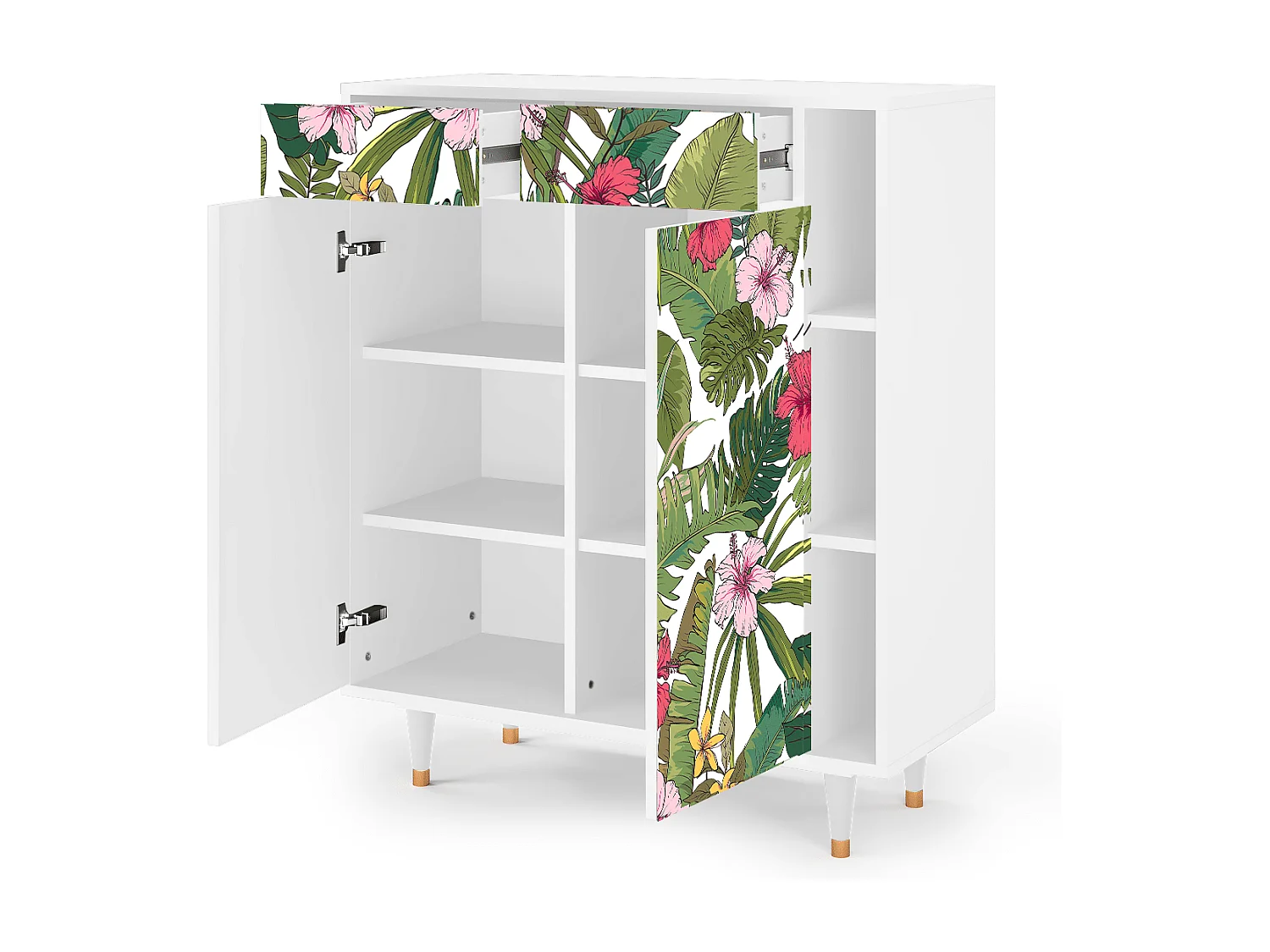 Kredens - 96х110х41 cm - BS6 - Verdant Tropics, Biały