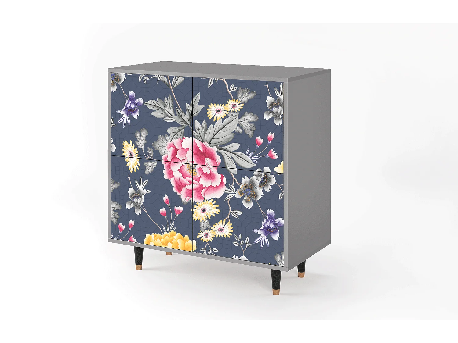 Kredens - 94x96x48 cm - BS3 - Dark Flower Bed, Szary