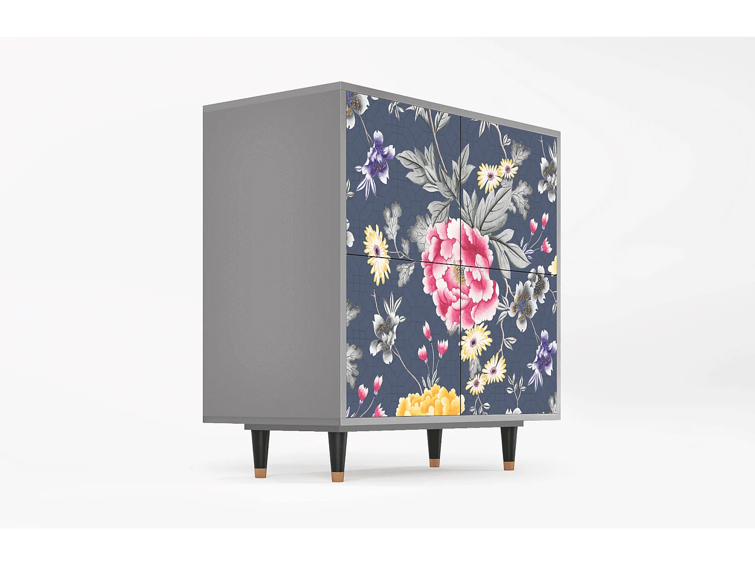 Kredens - 94x96x48 cm - BS3 - Dark Flower Bed, Szary