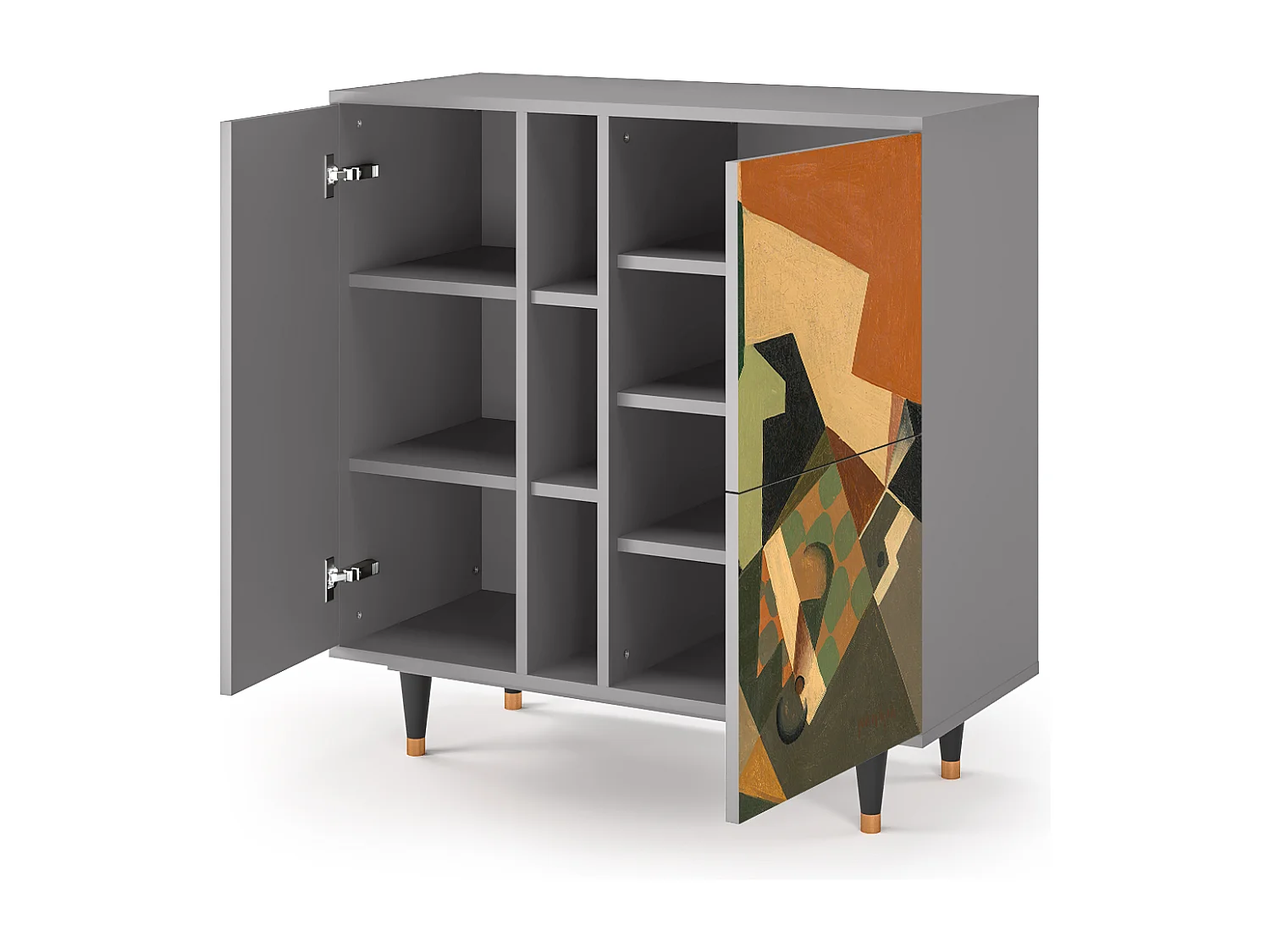 Aparador - 94х96х41 cm - BS5 - Glass and Checkerboard, Gris