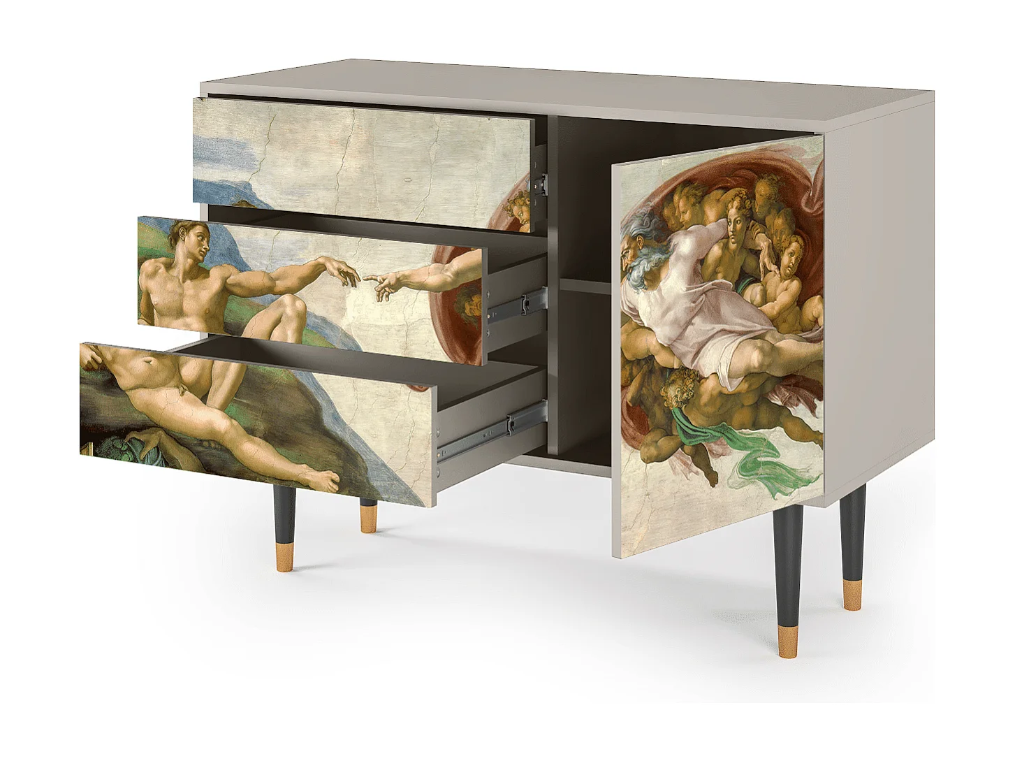 Kredens - 115х84х41 cm - S3 - The Creation of Adam, Piaskowy