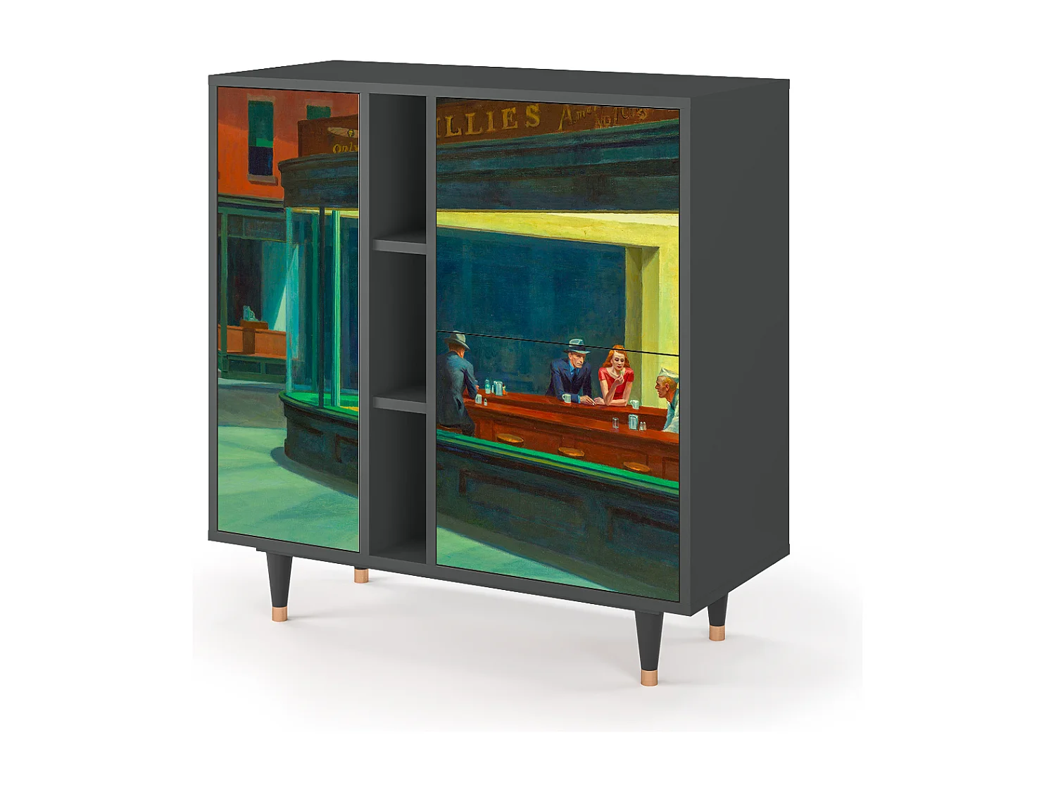 Kredens - 94х96х41 cm - BS5 - Nighthawks by Hopper, Antracyt