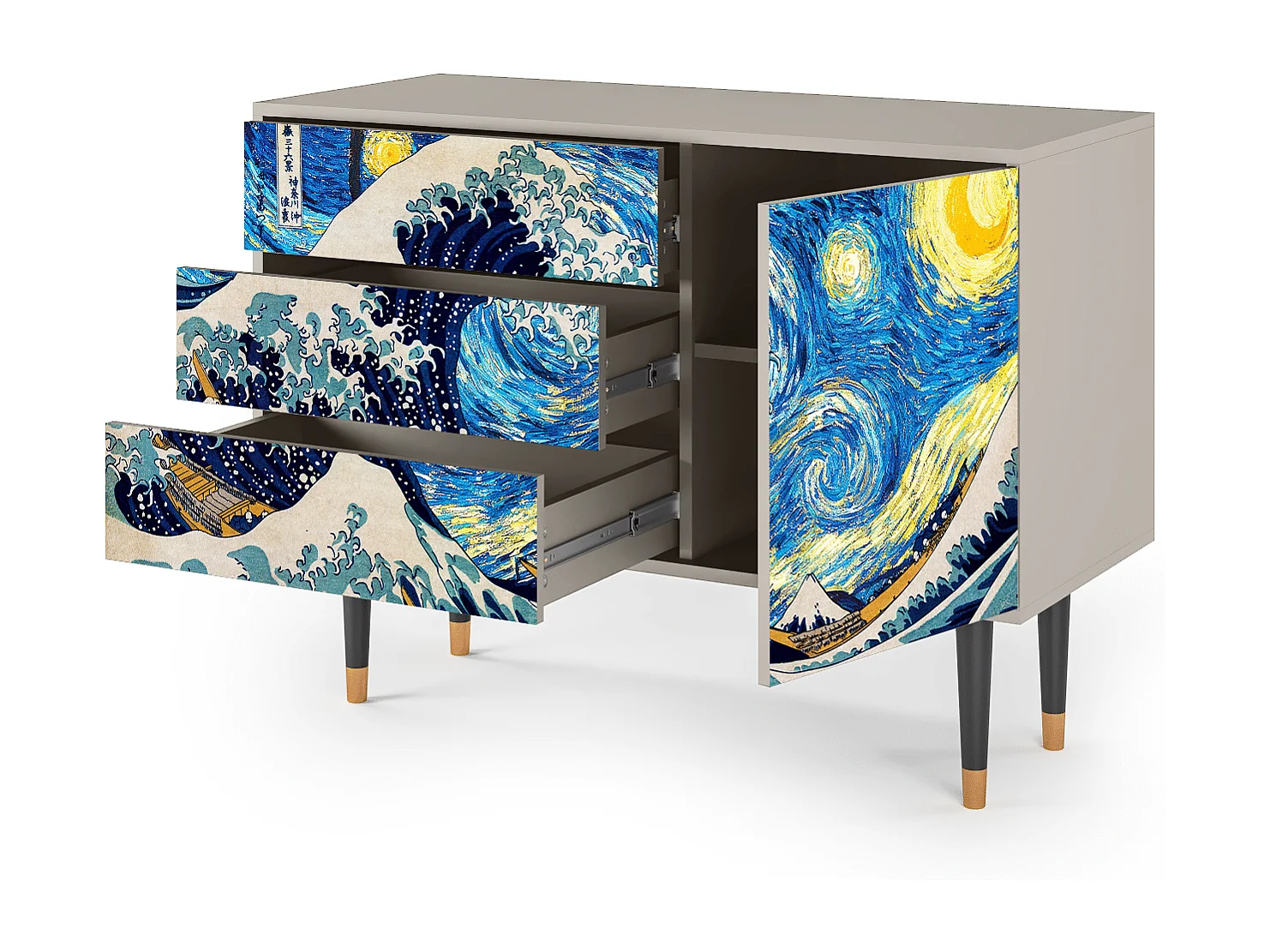 Kredens - 115х84х41 cm - S3 - Great Wave, Piaskowy