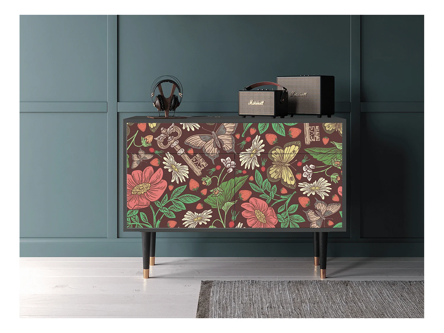 Kredens - 115x85x48 cm - BS4 - Alice in Wonderland, Antracyt