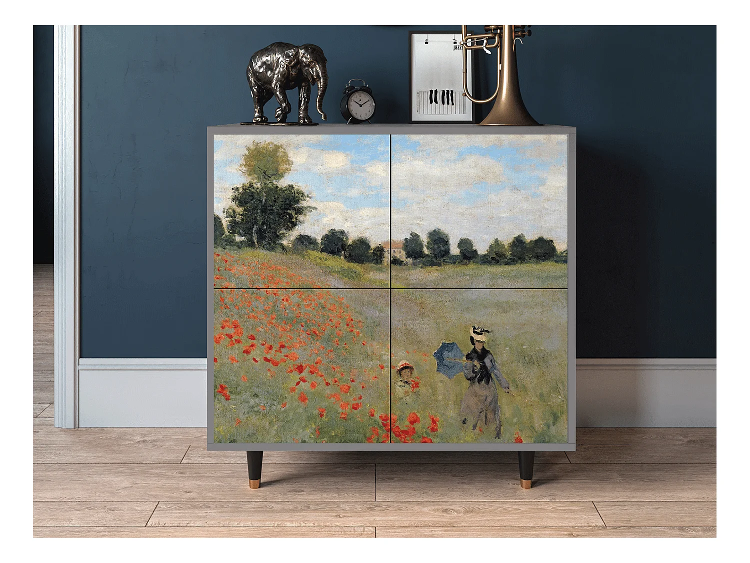 Credenza - 94x96x48 cm - BS3 - The Poppy Field   , Grigio